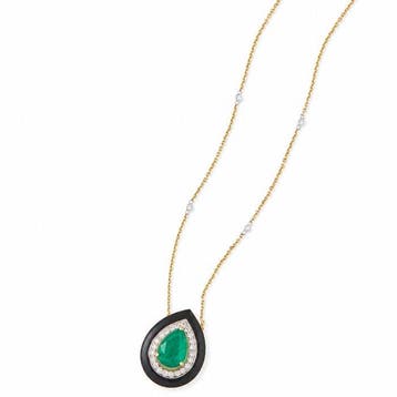 Halsketting - 14 karaat Geel goud - 2.16ct. tw. Smaragd -, Nieuw