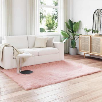 vidaXL Tapijt van imitatie schapenvacht TAFALLA Roze 160 x, Verzenden