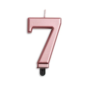 Kaars 7 Jaar Rose Goud Metallic 8cm, Verzenden, Nieuw