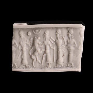 Oud-Babylonisch Black Hardstone Cylinder seal