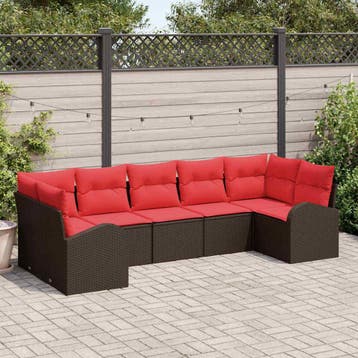 vidaXL Tuinbank Set 7 st Bruin [Synthetisch]: Poly Riet, Verzenden, Nieuw