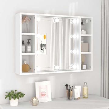 vidaXL Spiegelkast met LED-verlichting 76x15x55 cm wit, Huis en Inrichting, Verzenden, Nieuw