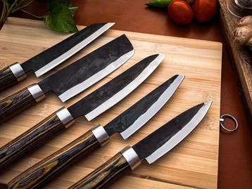 Keukenmes - Kitchen knife set - 717 - Staal, Hout,