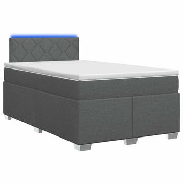 vidaXL Boxspringbed met matras en LED Donkergrijs 120 x 190, Maison & Meubles, Verzenden