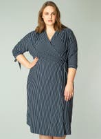 YESTA streep jurk overslagX-0(44)Maat 42/44 (L), Kleding | Dames, Verzenden, Nieuw, Maat 42/44 (L), Overige kleuren
