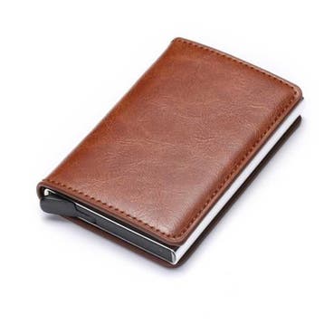 RFID Creditcard Houder Portemonnee - Vintage Leren Aluminium, Verzenden, Nieuw