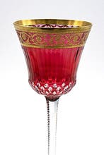 Marked Saint-Louis Thistle Glass, Blown and cut at