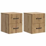 vidaXL Muurbevestigde Nachttafel 2 pcs Artisanaal eiken, Verzenden, Nieuw
