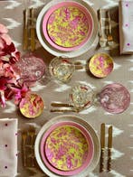 Ottomaanse tafelkleed met ikat-stijl patroon voor grote