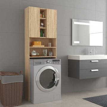 vidaXL Wasmachinekast 64x25,5x190 cm sonoma eikenkleurig, Verzenden, Nieuw