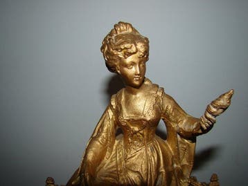 Figurale pendule - Japy frères - regel en marmer - 1850-1900, Antiek en Kunst