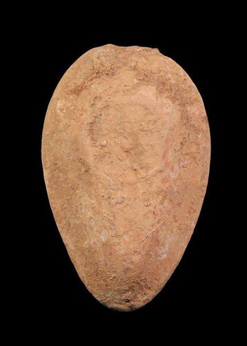 Byzantijns Terracotta Slipper-olielamp met geometrisch