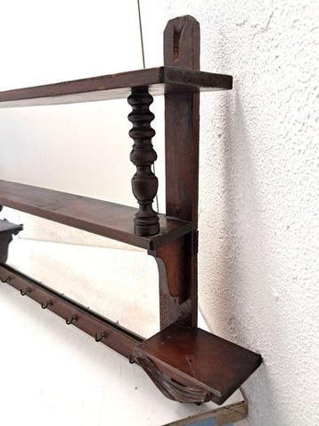 Étagère - Bois, Verre - étagère de cuisine, Antiquités & Art