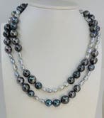 Halsketting 6x12mm Keshi Tahiti parels, Zilver, Handtassen en Accessoires, Kettingen, Nieuw