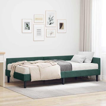 vidaXL Hoekbedframe met Matras Anders 2 st Groen Fluweel, Huis en Inrichting, Slaapkamer | Bedden, Verzenden, Nieuw