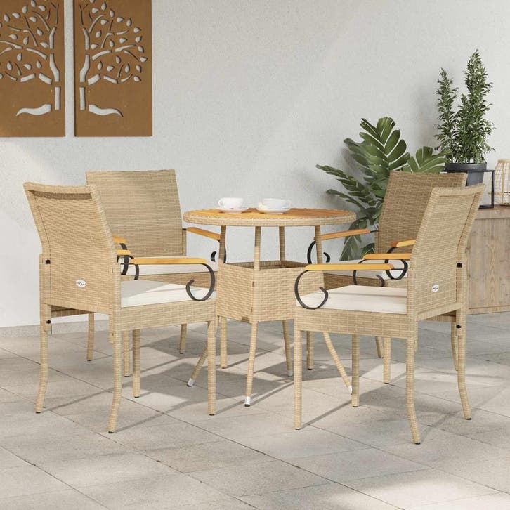vidaXL Tuinstoelen 4 pcs Beige en Crème Wit Poly Rattan en, Tuin en Terras, Tuinstoelen, Nieuw, Verzenden