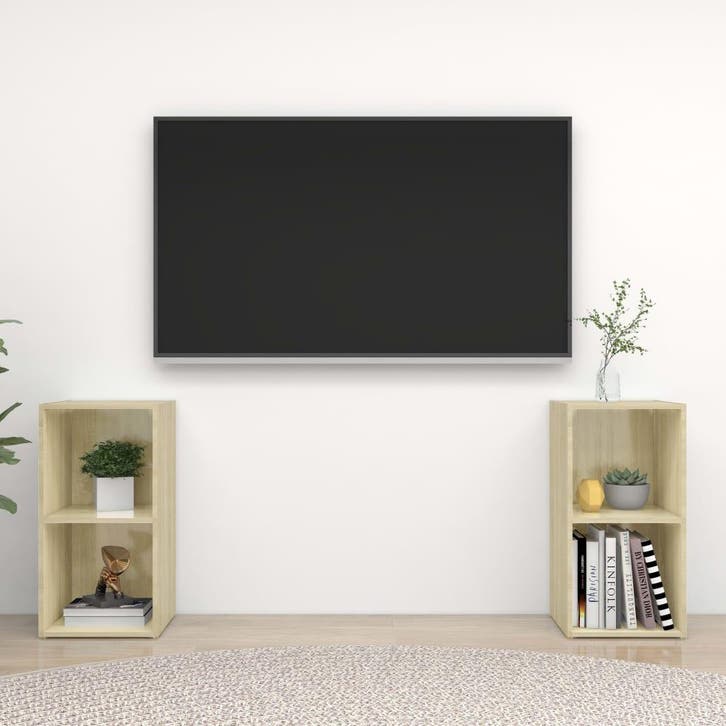 vidaXL Tv-meubelen 2 st 72x35x36,5 cm bewerkt houtsonoma, Maison & Meubles, Armoires | Mobilier de télévision, Envoi
