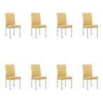 Set van 8 Leren eetkamerstoelen Comfort met wieltjes -, Ophalen of Verzenden