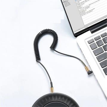 Gekrulde 3.5mm AUX Kabel Verguld Spiraal Audio Jack 1.5, Verzenden