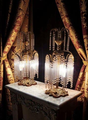 Lampe de table (2) - une paire en bronze et cristal