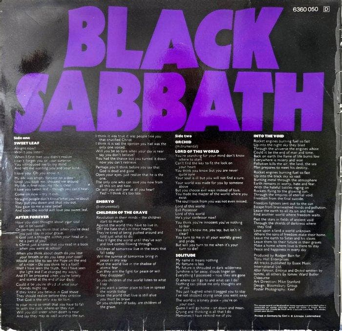 Black Sabbath - Master of Reality - German Corrected sleeve, CD & DVD, Vinyles Singles