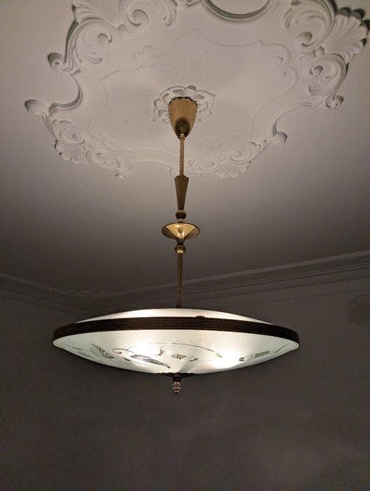 Plafondlamp - Kristal - gebogen kristal, Antiek en Kunst, Antiek | Verlichting