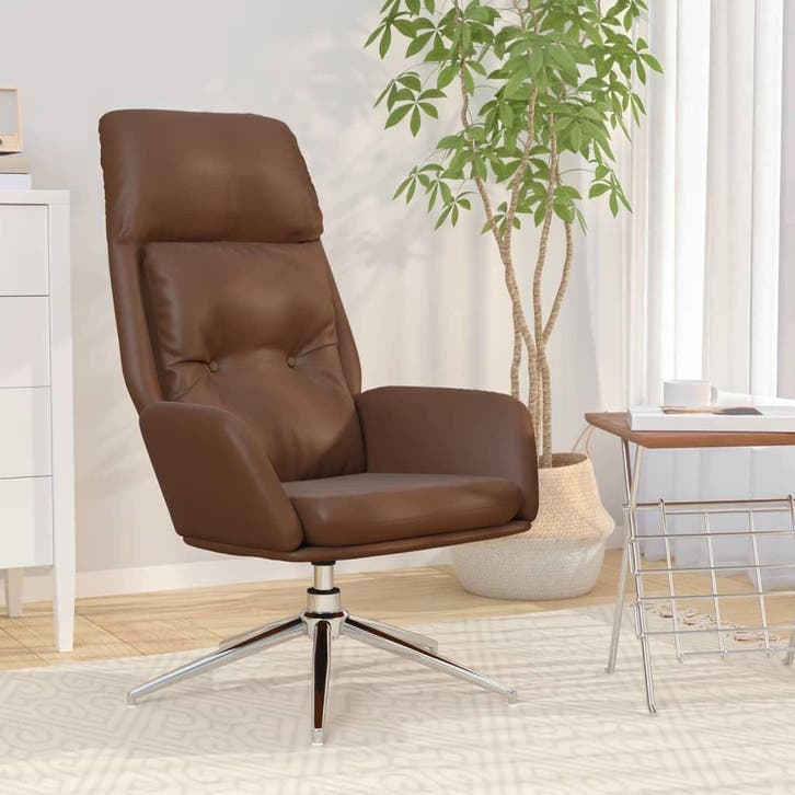 vidaXL Relaxstoel echt leer bruin, Huis en Inrichting, Fauteuils, Nieuw, Verzenden