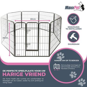 MaxxPet Hondenren - Puppyren met 16 Kennelpanelen - Staal..., Dieren en Toebehoren, Ophalen of Verzenden, Nieuw