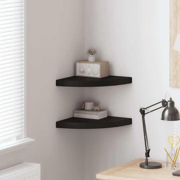 vidaXL Hoekschappen zwevend 2 st 35x35x3,8 cm MDF zwart, Verzenden