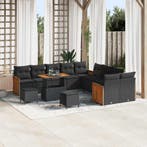 vidaXL Tuinbank Set 13 pcs Zwart Poly Riet en Poedergecoat, Verzenden, Nieuw