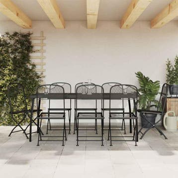 vidaXL 9-delige Tuinset metaalgaas antracietkleurig, Verzenden, Tuinset