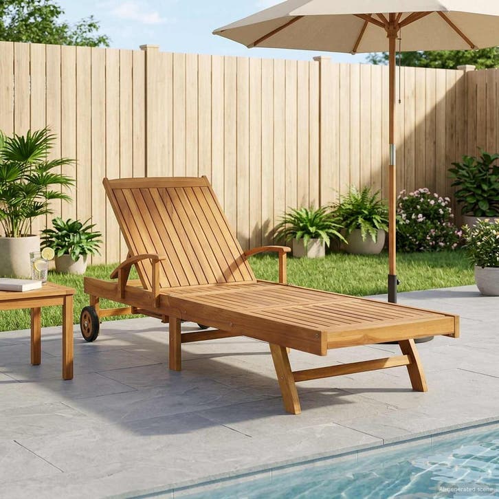 vidaXL Ligstoel 1-persoon Bruin Massief Teakhout, Tuin en Terras, Ligbedden, Nieuw, Verzenden