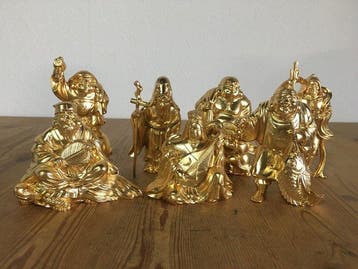 Complete Set of 7 Japanese 24K Gold-Plated (24KGP), Antiek en Kunst