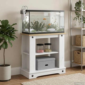 vidaXL Aquarium Stand CORONA Wit en Bruin 60 x 30 x 60 cm, Verzenden