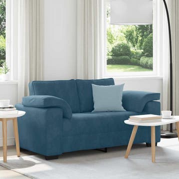 vidaXL Loveseat Sofa Blauw 160x77x82 cm Fluweel, Verzenden