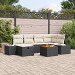 vidaXL Tuinbank Set met kussen met opslag 7 pcs Zwart Poly, Tuin en Terras, Verzenden, Nieuw