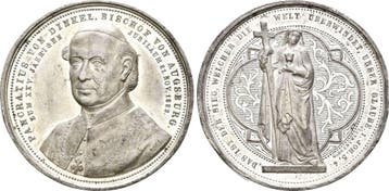 Zinnmedaille von Drentwett 1883 Augsburg Stadt:, Postzegels en Munten, Penningen en Medailles, Verzenden