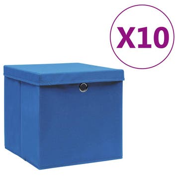 vidaXL Opbergboxen met deksel 4 st 28x28x28 cm blauw, Verzenden, Nieuw