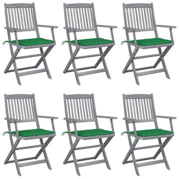 vidaXL Opklapbare stoelen (6 stuks) met kussens, gemaakt van, Verzenden, Nieuw