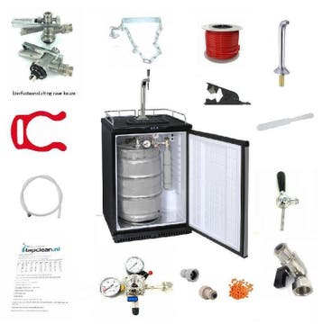 Bierkoelkast Exquisit BK 160 met biertap, complete set, Nieuw
