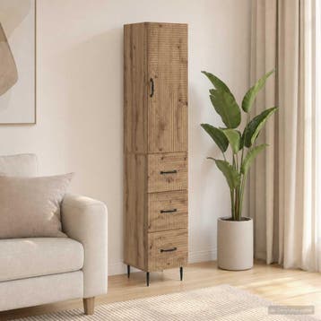 vidaXL Kast Set 2 st 33 x 34,5 x 90 cm Bewerkt hout, Huis en Inrichting, Verzenden, Nieuw