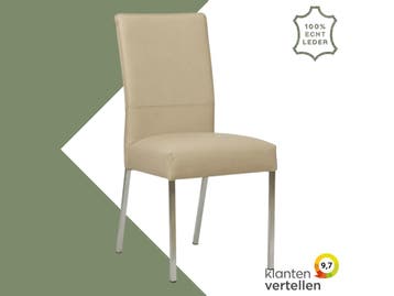 Leren eetkamerstoel Real - Toledo Mastic (taupe/bruin) -, Huis en Inrichting, Stoelen, Bruin, Nieuw, Ophalen of Verzenden, Eén