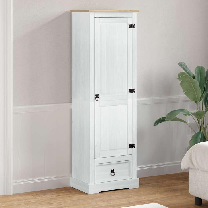 vidaXL Kasten met lade Wit 55 x 38 x 170 cm Massief, Huis en Inrichting, Kasten | Kleerkasten, Nieuw, Verzenden