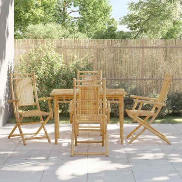 vidaXL Opklapbare stoelen, 4 stuks, 53x66x99 cm, bamboe, Verzenden, Nieuw