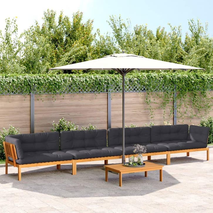 vidaXL 5-delige Loungeset pallet met kussens massief, Tuin en Terras, Tuinsets en Loungesets, Nieuw, Verzenden