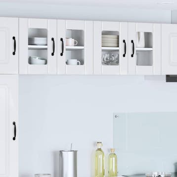 vidaXL Wandglas Kasten LUCCA 2 st Hoogglans Wit Bewerkt hout, Huis en Inrichting, Verzenden, Nieuw