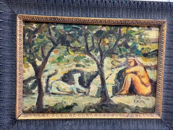 Emilio Notte (1891-1982) - Personaggio con cane