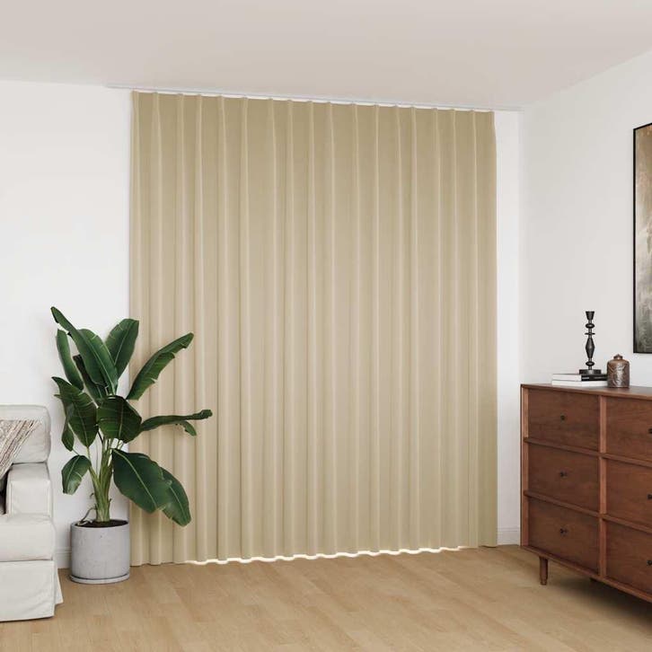 vidaXL Gordijn verduisterend met haken 290x245 cm beige, Huis en Inrichting, Stoffering | Gordijnen en Lamellen, Nieuw, Verzenden