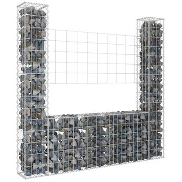vidaXL Schanskorf U-vormig met 2 palen 140x20x150 cm ijzer, Verzenden