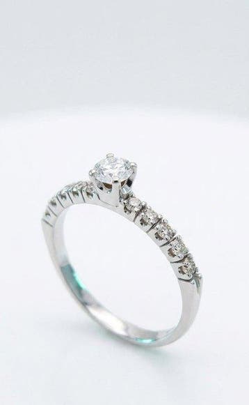 Bague - 14 carats Or blanc - 0.32ct. tw. Diamant (Naturelle)